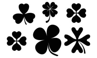 St Patrick's day shamrock leaf clover silhouette vectors illustration