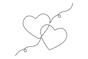 Love shape continuous singel line drawing and simple valentines day illustration vector