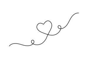Love shape continuous one line drawing and simple valentines day isolated outline illustration design vector