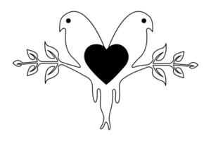 Love shape continuous one line art drawing with valentines day simple icon vector