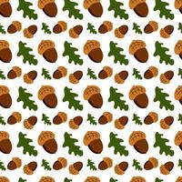 Pattern of acorns and leaves. Seamless texture. vector