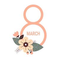 March 8 icon on white background. Design element for Women's Day greeting card. vector