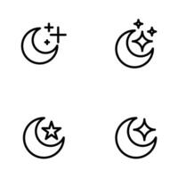 Set of crescent moon line art icon. illustration vector