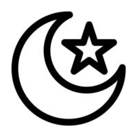 crescent moon line art icon, ramadan islam symbol. illustration vector