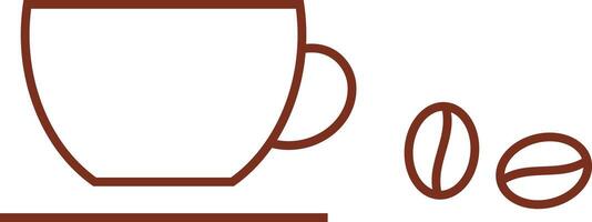 Cup with saucer and coffee beans simplified outline image. vector
