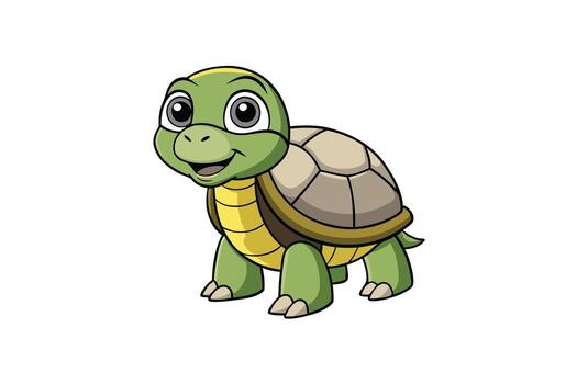 Adorable happy turtle character in bright colors, featuring a playful design for fun and engaging visuals vector