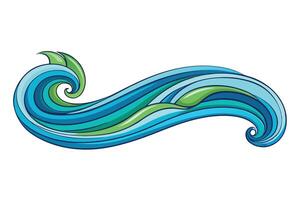 Stylized wave pattern in shades of blue and green, elegant art symbolizing water flow, movement, and energy vector
