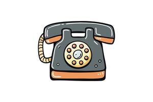 Colorful illustration of a vintage phone with retro rotary dial and stylized design, capturing a classic communication concept vector
