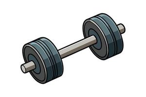 Cartoon style illustration of a heavy dumbbell with clean lines and bold design, perfect for fitness, gym, or workout related graphics vector