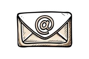 Hand drawn envelope icon featuring an symbol, simple illustration for communication, email, or correspondence concepts vector