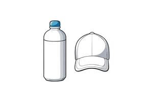 Modern and clean illustration of a cap and water bottle combination, suitable for marketing, gym branding, or outdoor activity visuals vector
