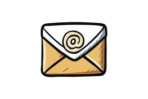 illustration of a hand drawn email envelope with symbol, perfect for technology and communication themes vector