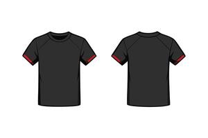 Modern black t shirt mockup showing front and back with colored accents, great for design projects and presentations vector