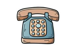 Hand drawn old fashioned rotary telephone icon featuring classic design elements and vibrant colors for nostalgia themed projects vector