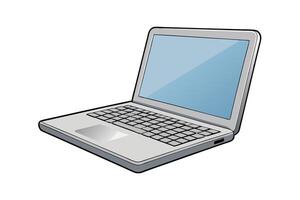 Digital design of a contemporary laptop with sleek lines, showing a blank display for customizable content vector
