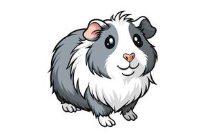 Cute guinea pig illustration featuring fluffy fur and adorable expression, perfect for pet themed projects and designs vector