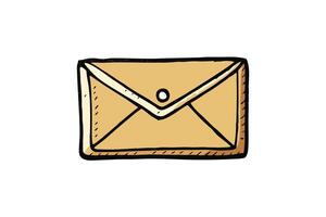 Hand drawn envelope illustration featuring minimalist design and sketchy lines, perfect for communication or email related concepts vector