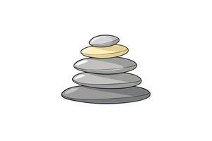 art of stacked pebbles symbolizing balance, relaxation, and mindfulness in a minimalist cartoon style vector