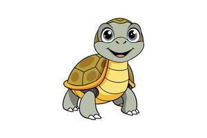 Cute cartoon turtle with a vibrant shell, smiling and standing on a white background, perfect for kids illustrations or educational materials vector