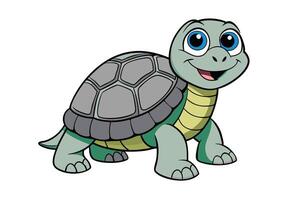 Friendly turtle cartoon illustration with colorful shell details and a cheerful expression on a clean white background vector