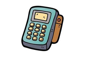 Retro telephone art with bold outlines and a cartoonish aesthetic ideal for communication, nostalgia, and design themes vector