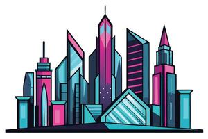 Stylized of a futuristic cityscape with high rise towers and modern design, emphasizing a dynamic metropolitan theme vector
