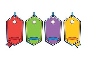 Vibrant illustration of multicolored blank tags with ribbons, perfect for promotions, branding, or product labeling vector