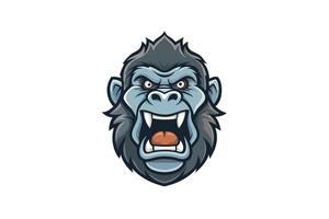Powerful gorilla face icon with aggressive expression, designed in a modern style for logos, stickers, or digital artwork vector