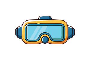 High quality cartoon style image of a snorkeling or diving mask, designed with vibrant colors and clean lines for digital or print use vector
