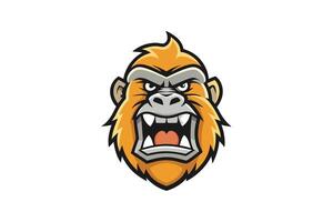 Intense angry gorilla face logo with bold colors and sharp details, ideal for branding, esports, or creative graphic projects vector