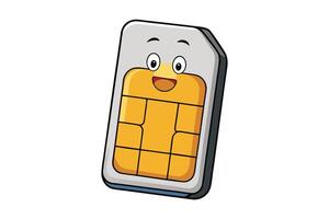 Cartoon style SIM card design, perfect for telecommunications, mobile data, and network service visuals vector