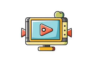 Collection of cartoon style playback icons with colorful play buttons, ideal for multimedia, streaming, and content themes vector