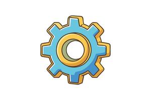 Bright and creative gear icon design symbolizing teamwork, innovation, productivity, and machinery in a minimalist style vector