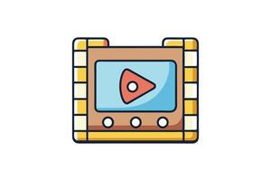 Digital player icons in cartoon style with bold play symbols, reflecting multimedia, streaming services, and playback concepts vector