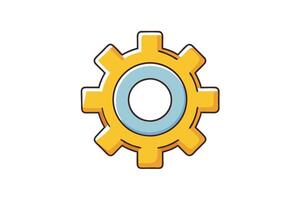 Simple and colorful cartoon gear illustration representing engineering, mechanical concepts, and technology on a clean white background vector