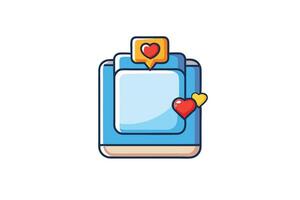 Stylized social media notification design, including colorful speech bubbles and love reaction icons for digital platforms vector