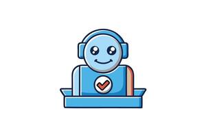 illustration of a happy customer support character wearing a headset, perfect for communication and service themed projects vector