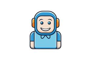 Colorful and friendly icon of a customer service agent character wearing a headset, ideal for digital communication designs vector