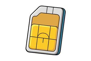 Modern SIM card with gold chip illustration for cellular technology and communication design vector