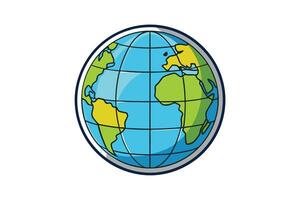 Colorful cartoon globe illustration representing Earth, geography, and global concepts with a clean and minimalist design on a white background vector