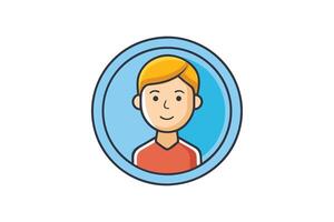 illustration of a user profile avatar in flat design style with a circular blue background, ideal for apps and websites vector