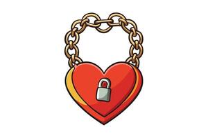 Stylized heart shaped lock with chain representing emotional security, fidelity, and trust, isolated on white vector