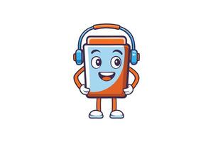 Cartoon style illustration of a customer support representative character with a headset, isolated on white background for versatility vector