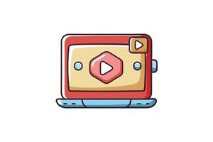 Set of playful play button illustrations with bright colors, symbolizing online content, streaming, and digital platforms vector