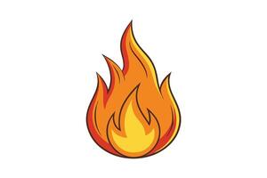 Bright orange flame icon illustration with vibrant yellow and red tones on a clean white background, perfect for digital and print use vector