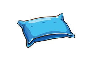 Creative cartoon illustration of a blue pillow icon with a soft and fluffy design on a white background, perfect for bedding themes vector