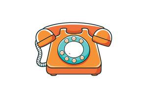 Cartoon style vintage telephone drawing with bold colors and playful elements, perfect for nostalgic or technology themed projects vector