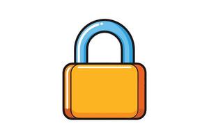 Creative cartoon padlock icon designed in a playful style with blue and yellow tones, ideal for educational or security related visuals vector