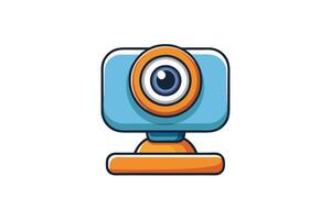 Playful and colorful webcam icons in cartoon style, representing virtual meetings, online calls, and communication technology vector
