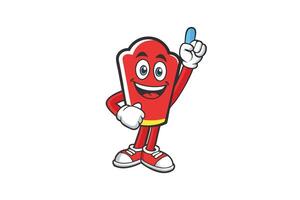 Cheerful foam finger character design, featuring bright colors and dynamic expression, ideal for sports or celebration concepts vector